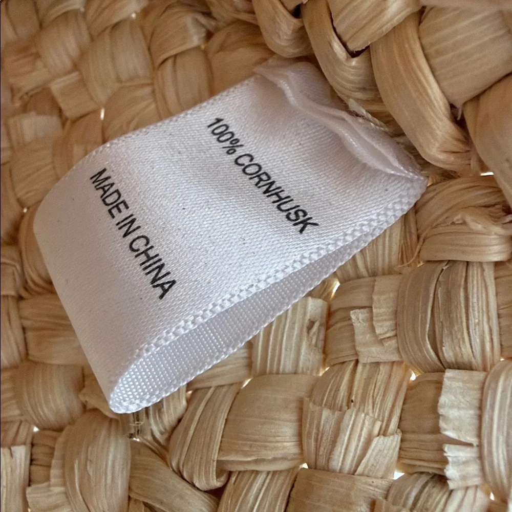 Vineyard Vines Woven Straw Round Tote Natural w/Deep Bay Sky Blue & White Stripe - Picture 7 of 8